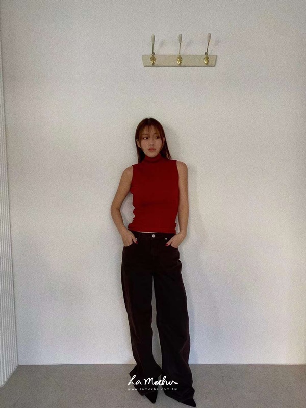 立領歐美坑條修身上衣